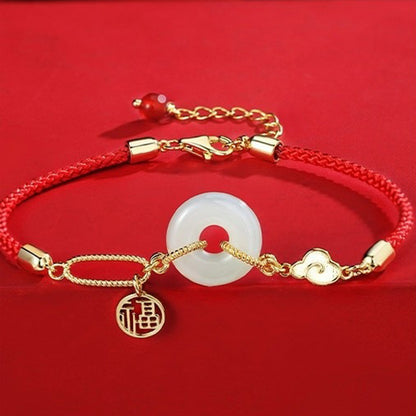 Lucky Charm Bracelet 925 Silver Jade Pendant Jewelry