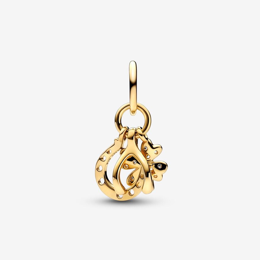 Lucky Clover, Wishbone & Horseshoe Dangle Charm