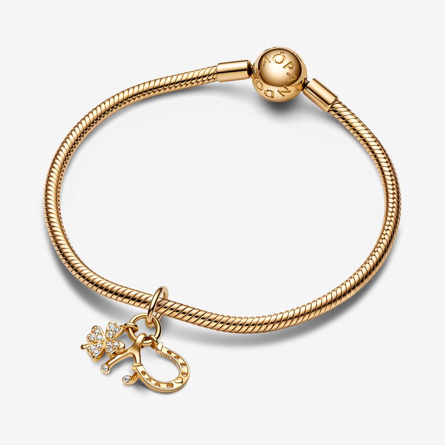 Lucky Clover, Wishbone & Horseshoe Dangle Charm