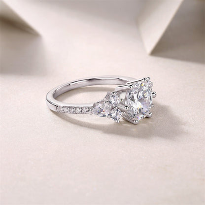 Luxurious 2 Carat Round Moissanite Ring in 925 Silver