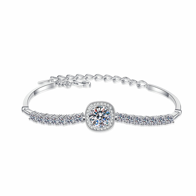 Luxury 2.4ct Moissanite Floral Bracelet with Cartoon Charms, 5-Layer Rhodium Plated Sterling Silver