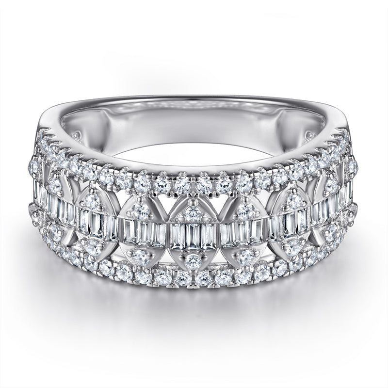 Luxury 925 Silver Zirconia Ring - Bold Statement Wedding Band for Women