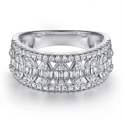 Luxury 925 Silver Zirconia Ring - Bold Statement Wedding Band for Women