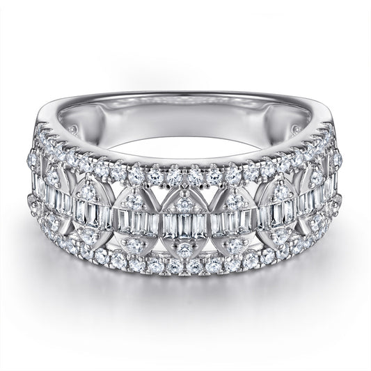 Luxury 925 Silver Zirconia Ring - Bold Statement Wedding Band for Women
