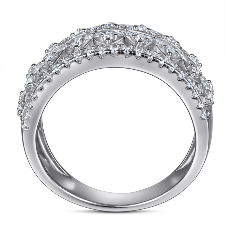 Luxury 925 Silver Zirconia Ring - Bold Statement Wedding Band for Women