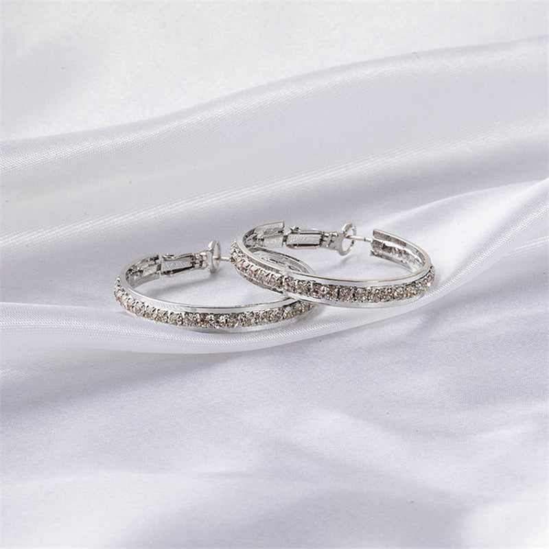 Luxury Geometric Circle Drop Earrings for Women - Gold & White Gold Plated Copper with Crystal Accents