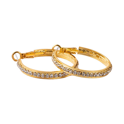Luxury Geometric Circle Drop Earrings for Women - Gold & White Gold Plated Copper with Crystal Accents