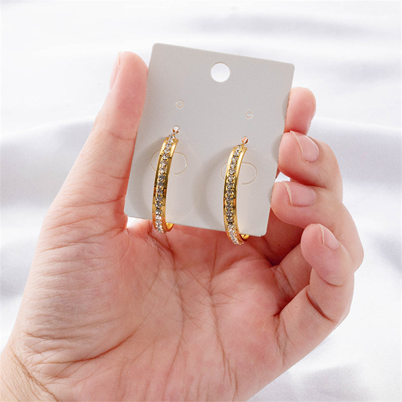 Luxury Geometric Circle Drop Earrings for Women - Gold & White Gold Plated Copper with Crystal Accents