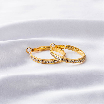 Luxury Geometric Circle Drop Earrings for Women - Gold & White Gold Plated Copper with Crystal Accents