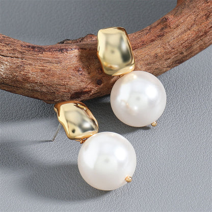 Luxury Geometric Glass Bead Drop Earrings in Genuine Gold Plating