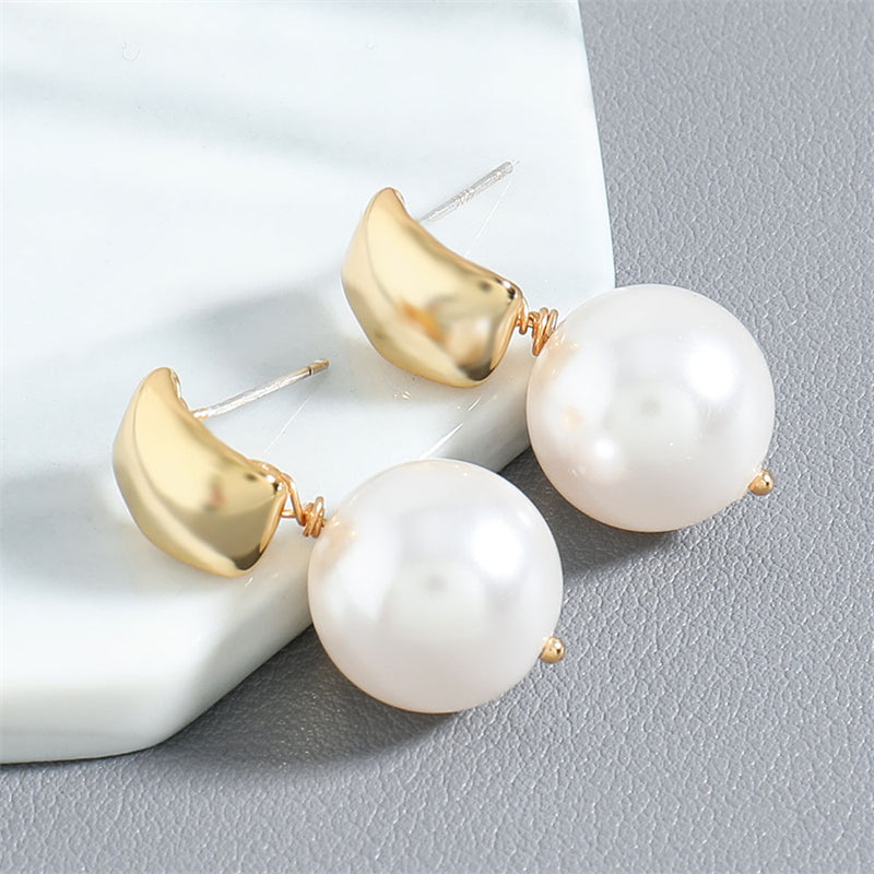 Luxury Geometric Glass Bead Drop Earrings in Genuine Gold Plating