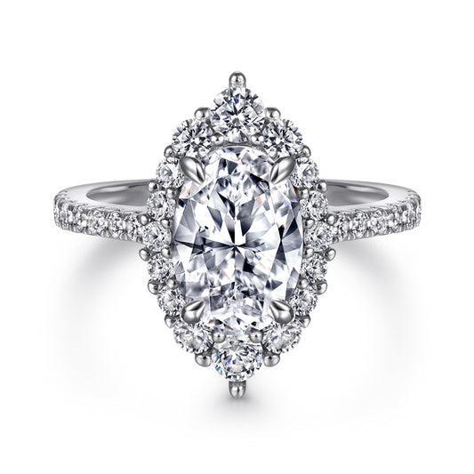 Marquise-Cut Zirconia 925 Silver Ring - Dazzling European-Style Statement Piece