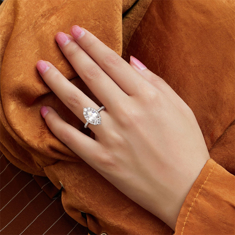 Marquise-Cut Zirconia 925 Silver Ring - Dazzling European-Style Statement Piece