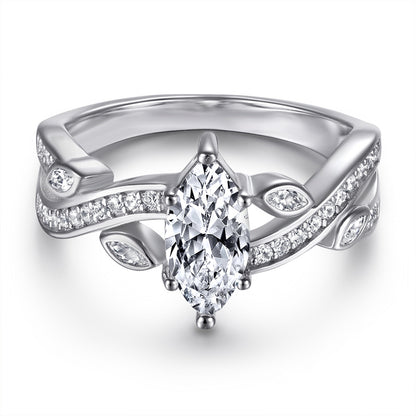 Marquise-Cut Zirconia 925 Silver Ring - European Luxury Statement Band