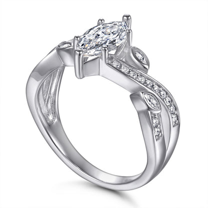 Marquise-Cut Zirconia 925 Silver Ring - European Luxury Statement Band