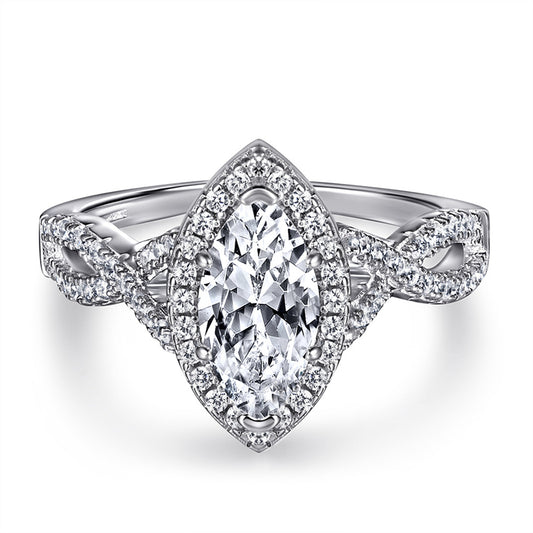 Marquise Cut 1-Carat Zircon Ring - 925 Sterling Silver Solitaire Statement Jewelry for Women