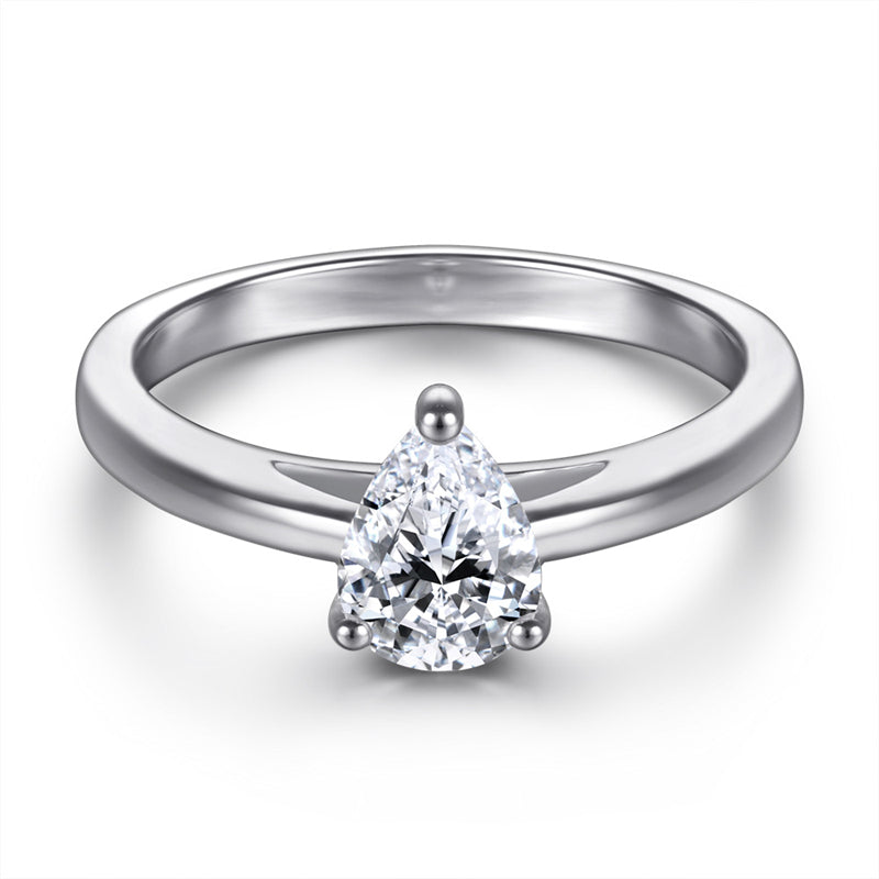 Marquise Cut Zircon Solitaire Ring - 925 Sterling Silver Minimalist Statement Jewelry