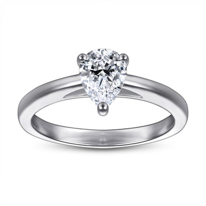 Marquise Cut Zircon Solitaire Ring - 925 Sterling Silver Minimalist Statement Jewelry