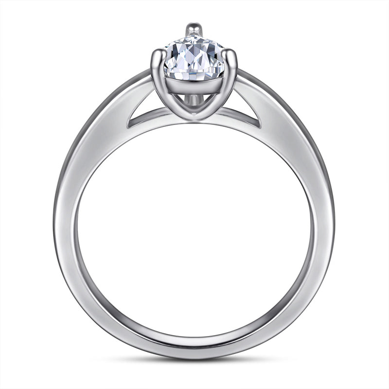 Marquise Cut Zircon Solitaire Ring - 925 Sterling Silver Minimalist Statement Jewelry