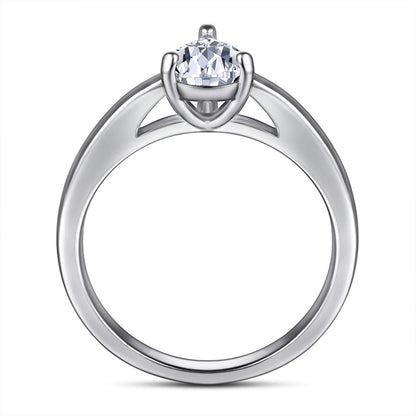 Marquise Cut Zircon Solitaire Ring - 925 Sterling Silver Minimalist Statement Jewelry