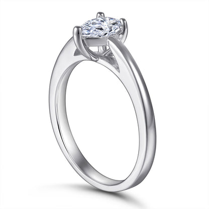 Marquise Cut Zircon Solitaire Ring - 925 Sterling Silver Minimalist Statement Jewelry