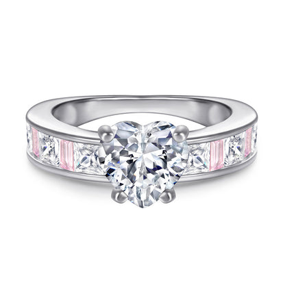 Matching Heart-Shaped Zircon Couple Rings - 925 Sterling Silver Romantic Wedding Bands Set