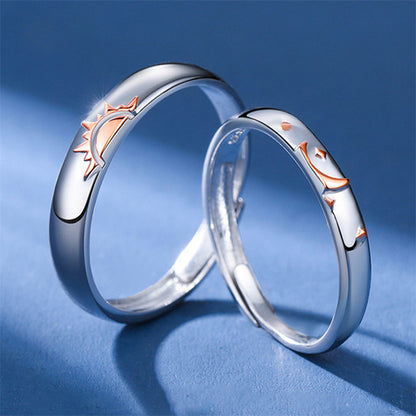 Matte Finish Heart Couple Rings - 925 Sterling Silver Korean-Inspired Matching Set