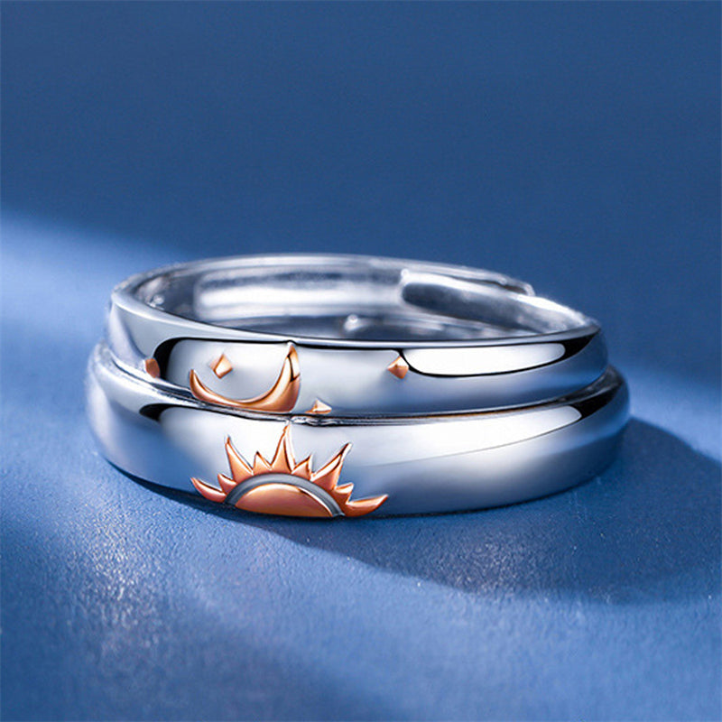 Matte Finish Heart Couple Rings - 925 Sterling Silver Korean-Inspired Matching Set