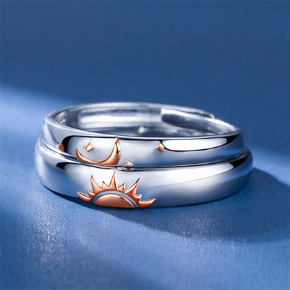Matte Finish Heart Couple Rings - 925 Sterling Silver Korean-Inspired Matching Set