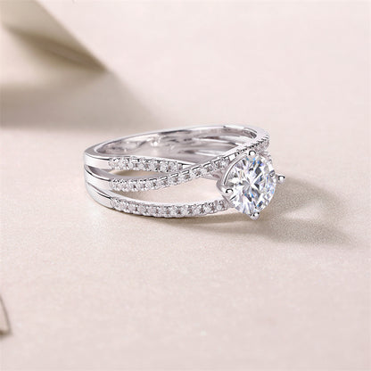 Minimalist 6.5mm Moissanite Band in Sterling Silver