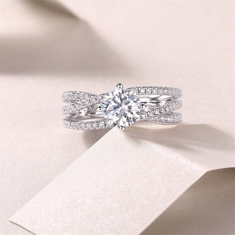 Minimalist 6.5mm Moissanite Band in Sterling Silver