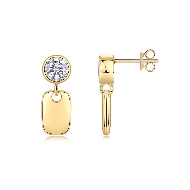 Minimalist 925 Silver Moissanite Earrings with Geometric Design