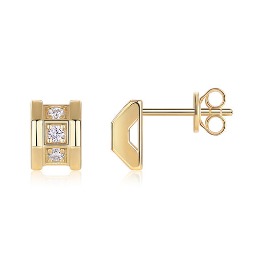 Minimalist 925 Silver Moissanite Earrings with Geometric Design