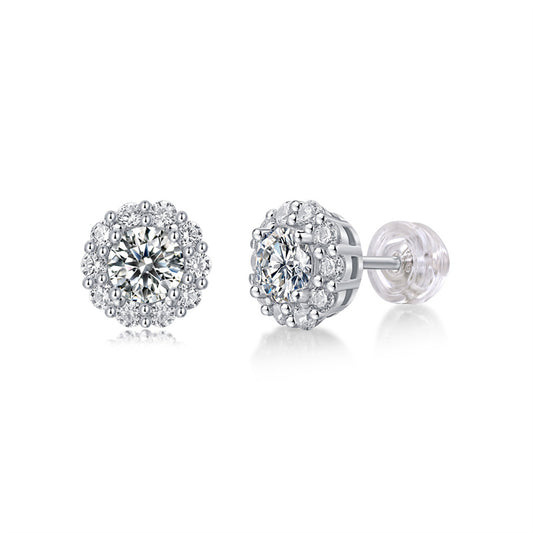 Minimalist 925 Silver Moissanite Earrings with Geometric Design