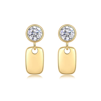 Minimalist 925 Silver Moissanite Earrings with Geometric Design