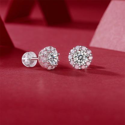 Minimalist 925 Silver Moissanite Earrings with Geometric Design