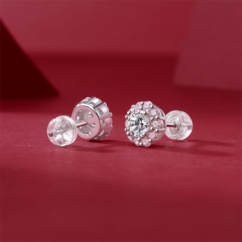 Minimalist 925 Silver Moissanite Earrings with Geometric Design
