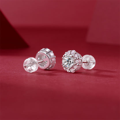 Minimalist 925 Silver Moissanite Earrings with Geometric Design