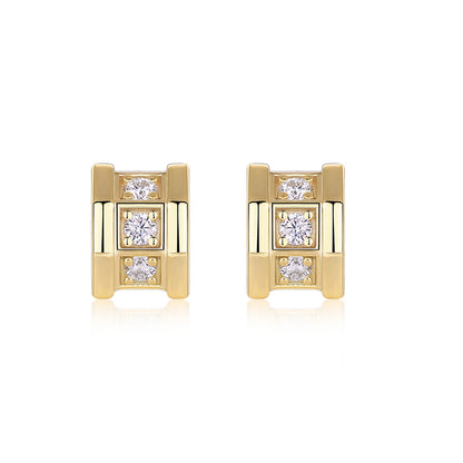 Minimalist 925 Silver Moissanite Earrings with Geometric Design