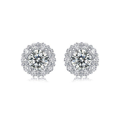 Minimalist 925 Silver Moissanite Earrings with Geometric Design
