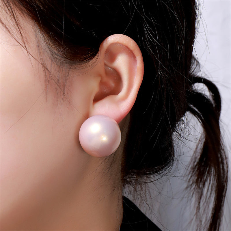 Minimalist Geometric Drop Earrings with High-Luster Pearl & 925 Silver Post (Gold Plated)