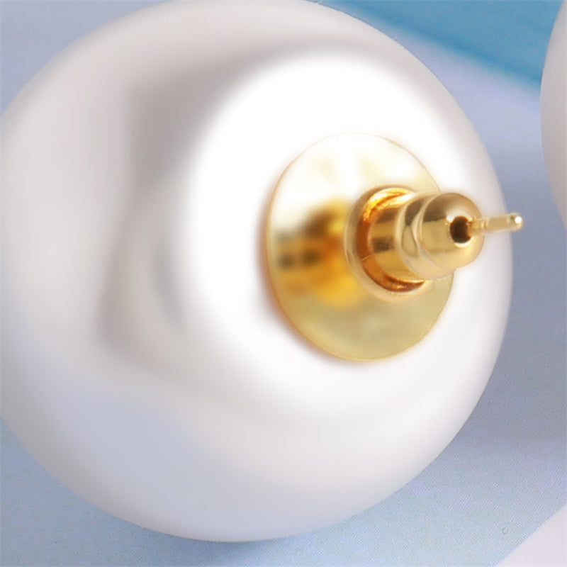 Minimalist Geometric Drop Earrings with High-Luster Pearl & 925 Silver Post (Gold Plated)