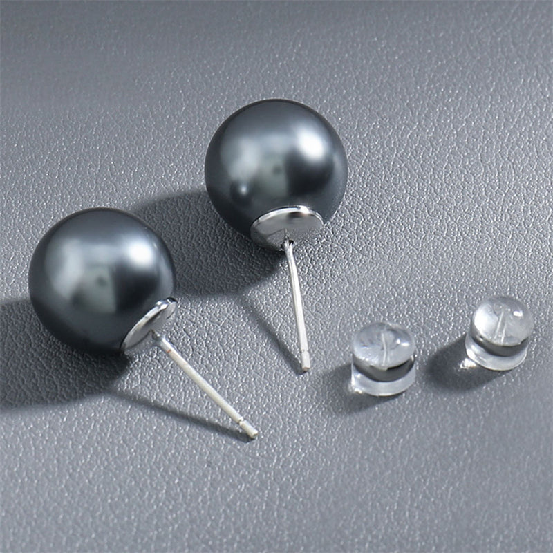 Minimalist Geometric Glass Bead Stud Earrings Set in Gold Plating (10mm/12mm/14mm)