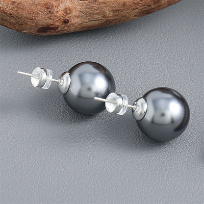 Minimalist Geometric Glass Bead Stud Earrings Set in Gold Plating (10mm/12mm/14mm)