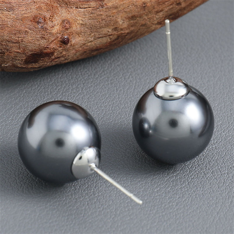 Minimalist Geometric Glass Bead Stud Earrings Set in Gold Plating (10mm/12mm/14mm)