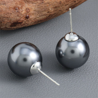 Minimalist Geometric Glass Bead Stud Earrings Set in Gold Plating (10mm/12mm/14mm)