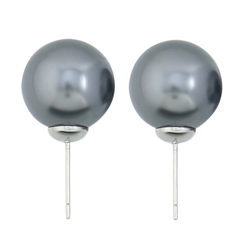 Minimalist Geometric Glass Bead Stud Earrings Set in Gold Plating (10mm/12mm/14mm)