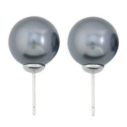 Minimalist Geometric Glass Bead Stud Earrings Set in Gold Plating (10mm/12mm/14mm)