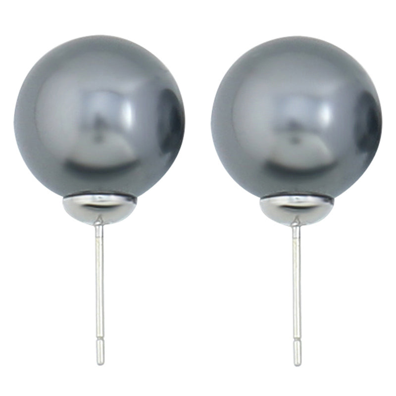 Minimalist Geometric Glass Bead Stud Earrings Set in Gold Plating (10mm/12mm/14mm)