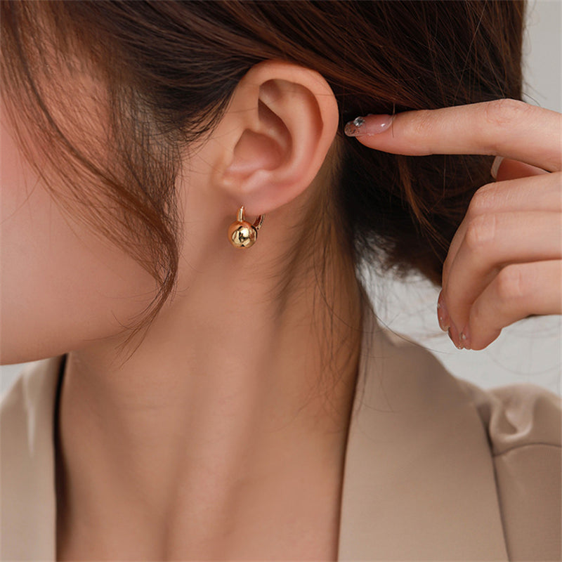 Minimalist Geometric Gold Plated Hoop Earrings for Women - Simple Circular Everyday Stud Earrings